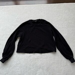 The Range Black Long Sleeve Cropped Waffle Thermal Top